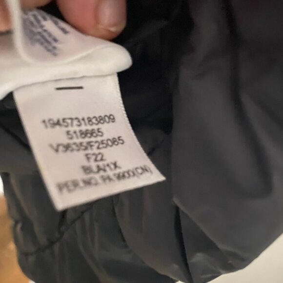 Land's End long black puffer down coat lightweight packable hooded 1X - Picture 6 of 8